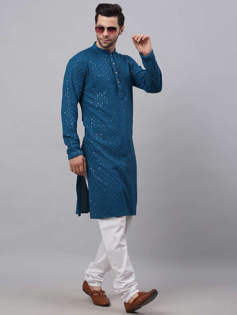 mandarin neck embroidered work straight kurta - 19148031 -  Standard Image - 3