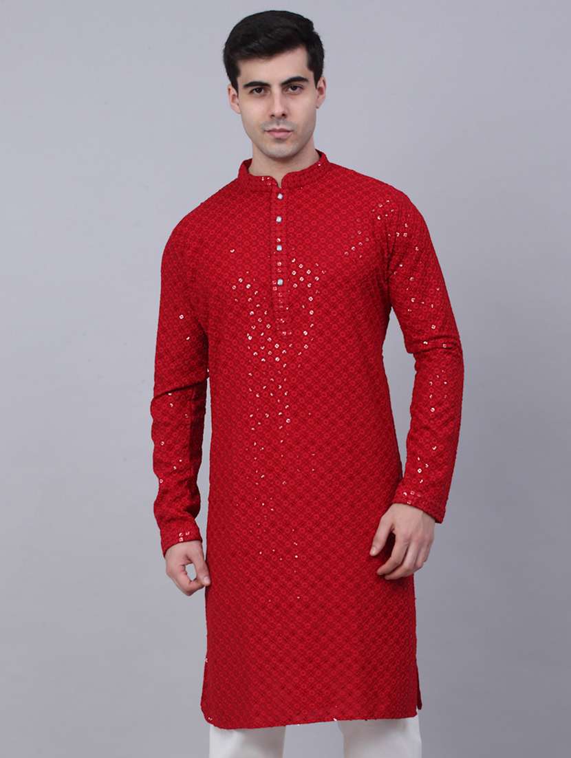 mandarin neck embroidered work straight kurta