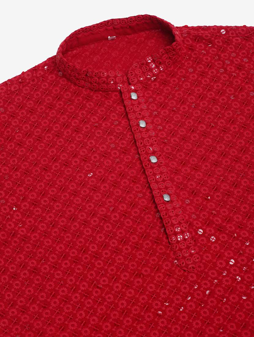 mandarin neck embroidered work straight kurta - 19148032 -  Standard Image - 5