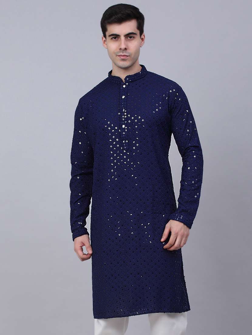 mandarin neck embroidered work straight kurta