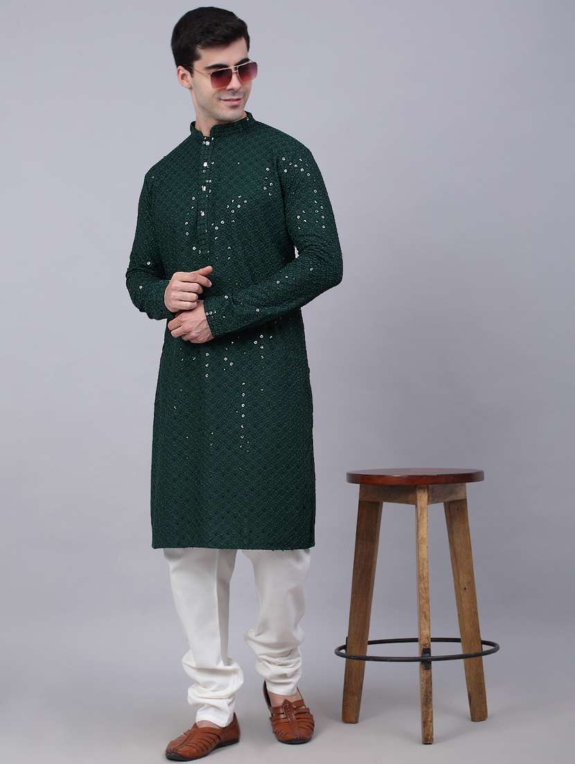mandarin neck embroidered work straight kurta - 19148034 -  Standard Image - 3