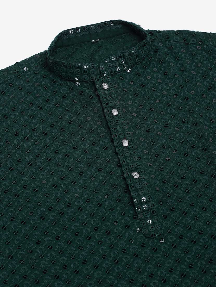 mandarin neck embroidered work straight kurta - 19148034 -  Standard Image - 5