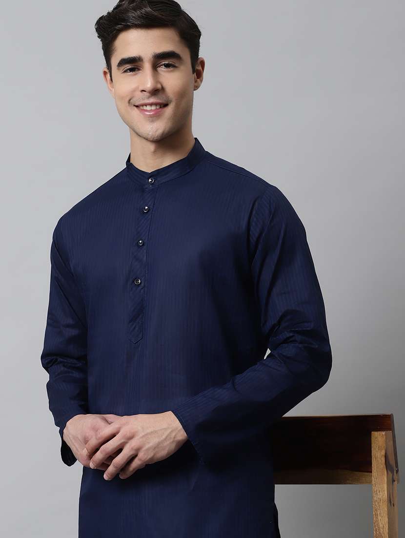  mandarin neck stripes straight kurta  - 19148041 -  Standard Image - 3