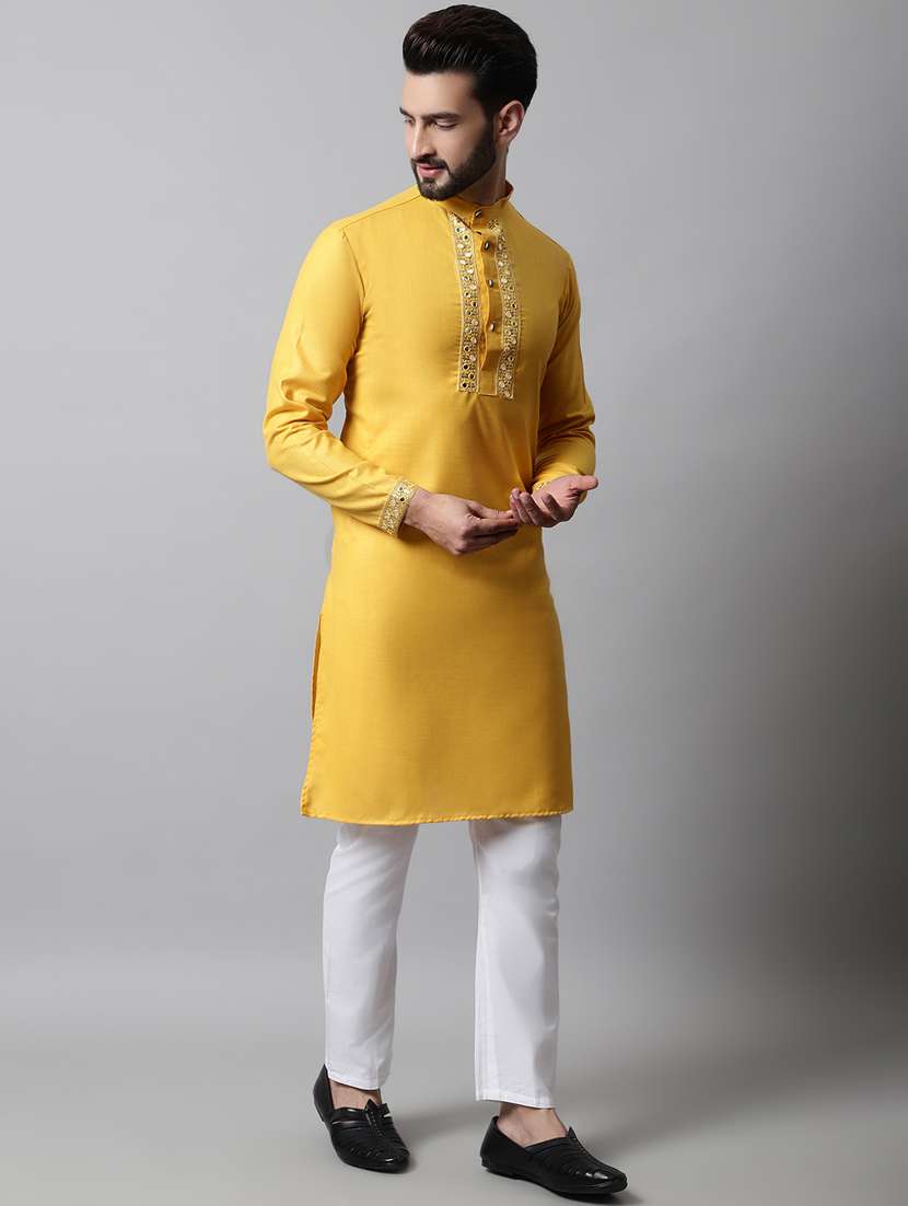 mandarin neck fancy long kurtas kurta - 19148083 -  Standard Image - 3