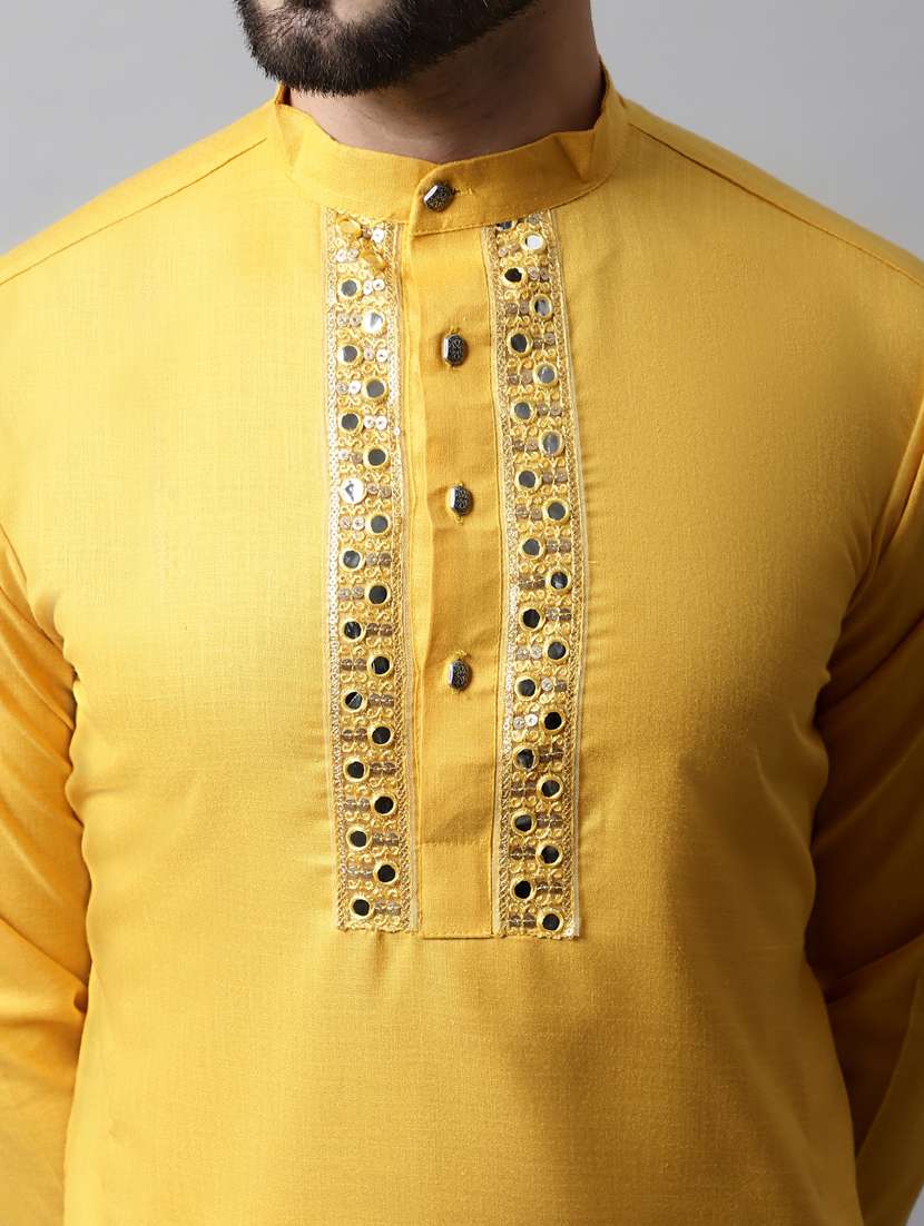 mandarin neck fancy long kurtas kurta - 19148083 -  Standard Image - 5