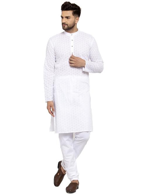 men embroidered mandarin neck kurta pyjama set - 19148198 -  Standard Image - 0