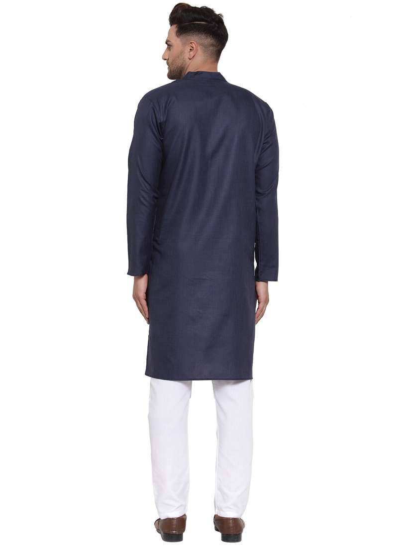 navy cotton kurta pyjama ethnic wear - 19148323 -  Standard Image - 3