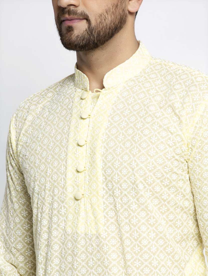 yellow cotton kurta pyjama ethnic wear - 19148389 -  Standard Image - 3