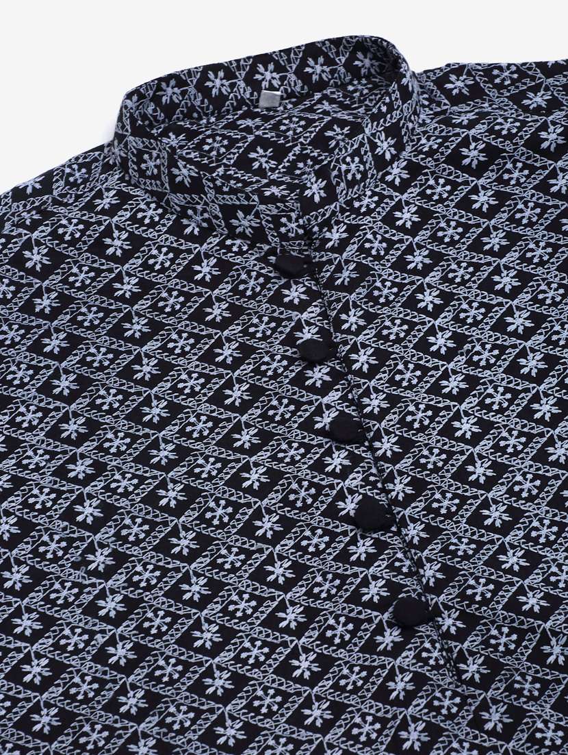 navy blue cotton kurta pyjama ethnic wear - 19148393 -  Standard Image - 5