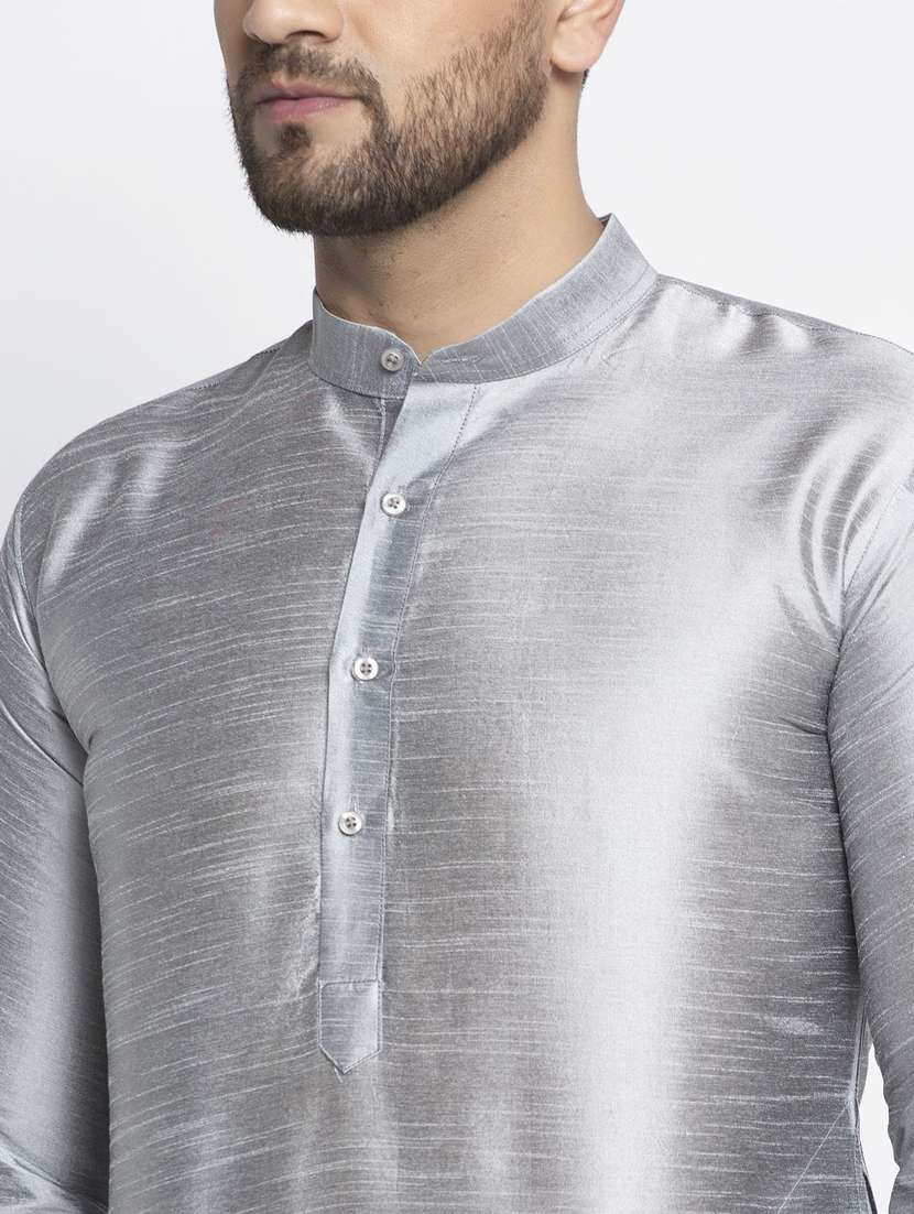 silver dupion kurta pyjama ethnic wear - 19148432 -  Standard Image - 3