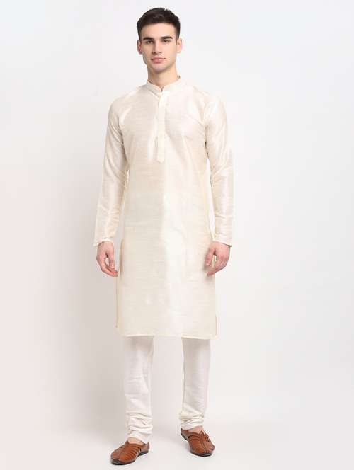 white dupion kurta pyjama ethnic wear - 19148433 -  Standard Image - 0