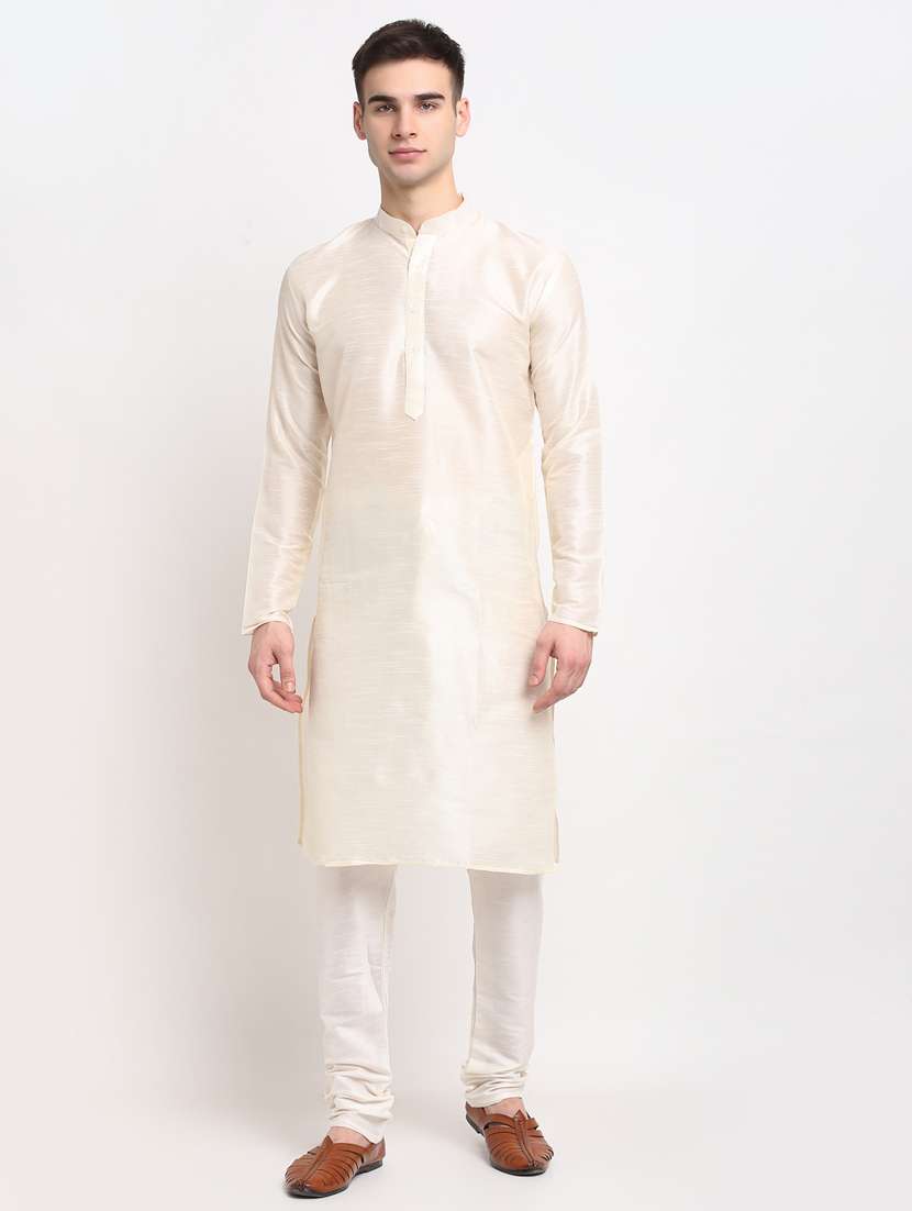 white dupion kurta pyjama ethnic wear