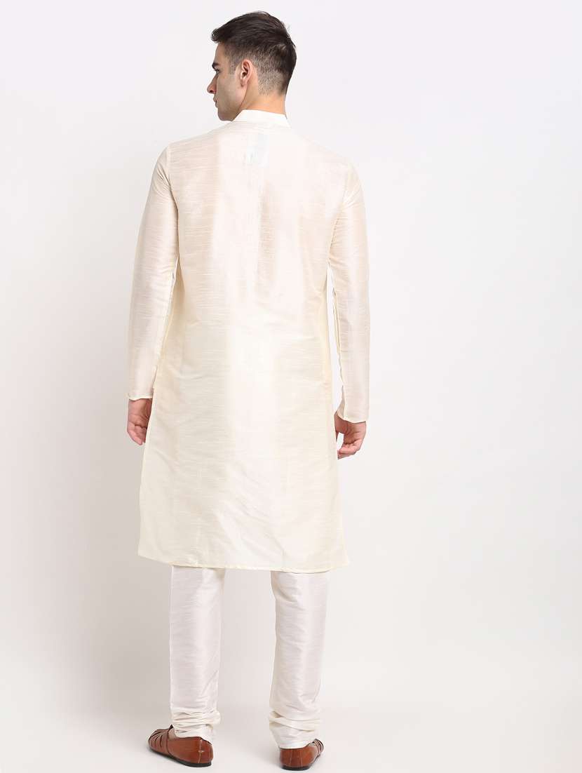 white dupion kurta pyjama ethnic wear - 19148433 -  Standard Image - 3