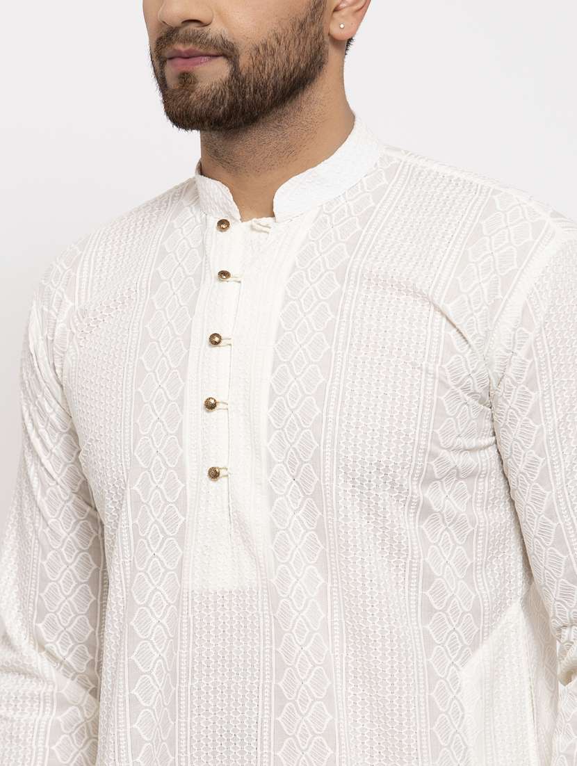 cream cotton kurta pyjama ethnic wear - 19148452 -  Standard Image - 3