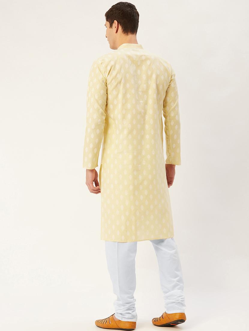yellow cotton kurta pyjama ethnic wear - 19148506 - Standard Image - 3