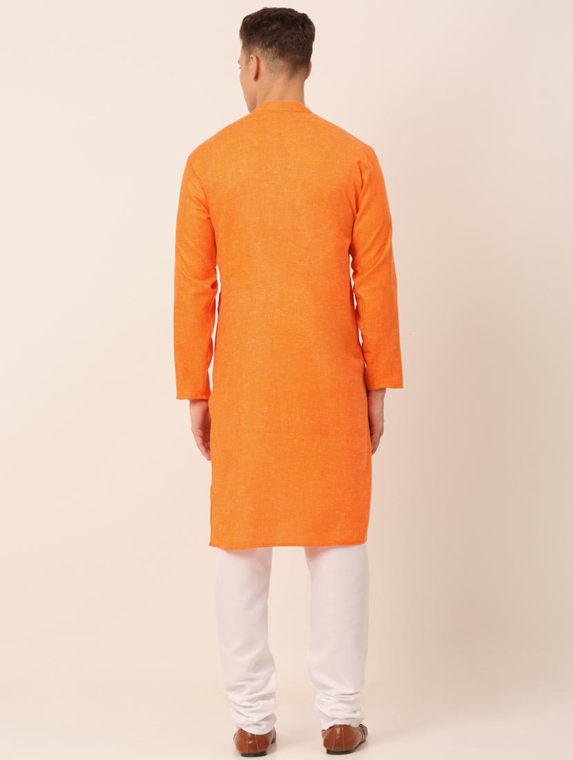 orange cotton kurta pyjama ethnic wear - 19148534 - Standard Image - 3