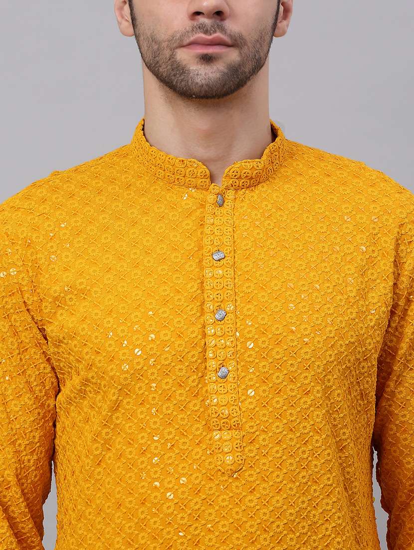 mustard cotton kurta pyjama ethnic wear - 19148625 -  Standard Image - 5