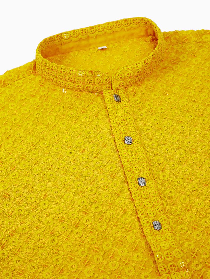 yellow cotton kurta pyjama ethnic wear - 19148632 - Standard Image - 5