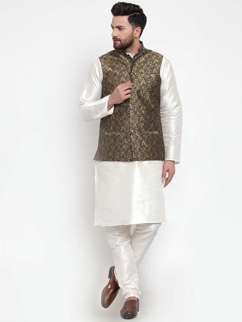 mandarin neck floral nehru jacket - 19148671 -  Standard Image - 3