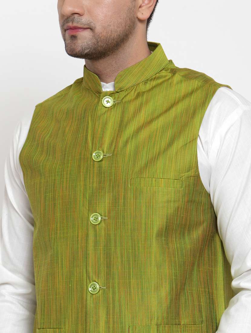 mandarin neck self design nehru jacket