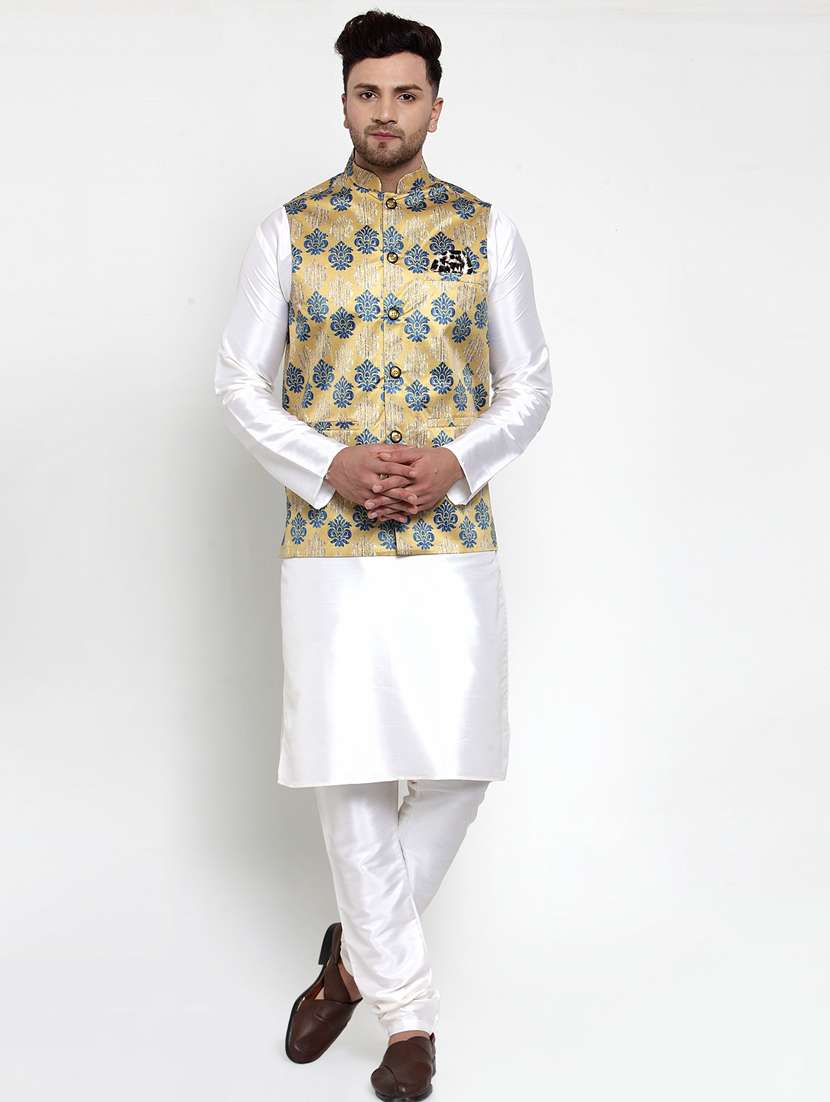 mandarin neck printed nehru jacket - 19148730 -  Standard Image - 3