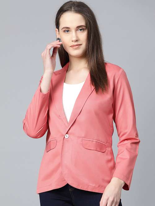 lapel neck solid blazer - 19148937 - Standard Image - 0