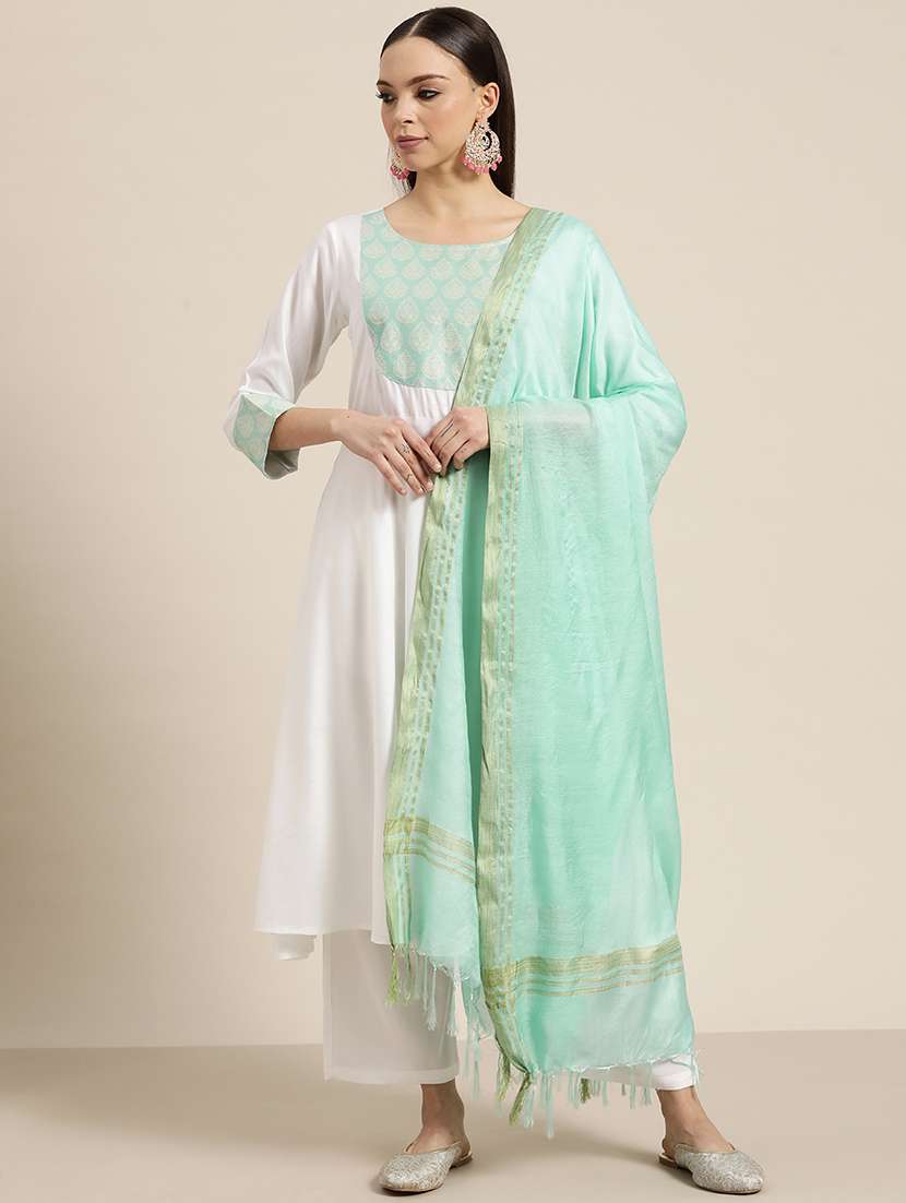 offwhite rayon kurta salwar set - 19149023 - Zoom Image - 0
