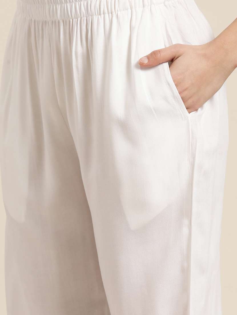 offwhite rayon kurta salwar set - 19149023 - Standard Image - 3