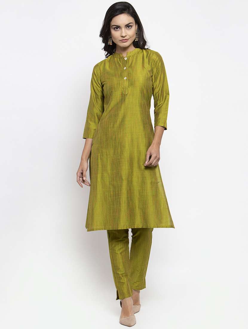 women self design mandarin neck kurta pant set - 19149078 -  Zoom Image - 0