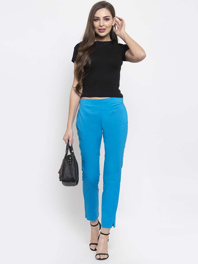 women solid cigarette pant  - 19149988 -  Standard Image - 3