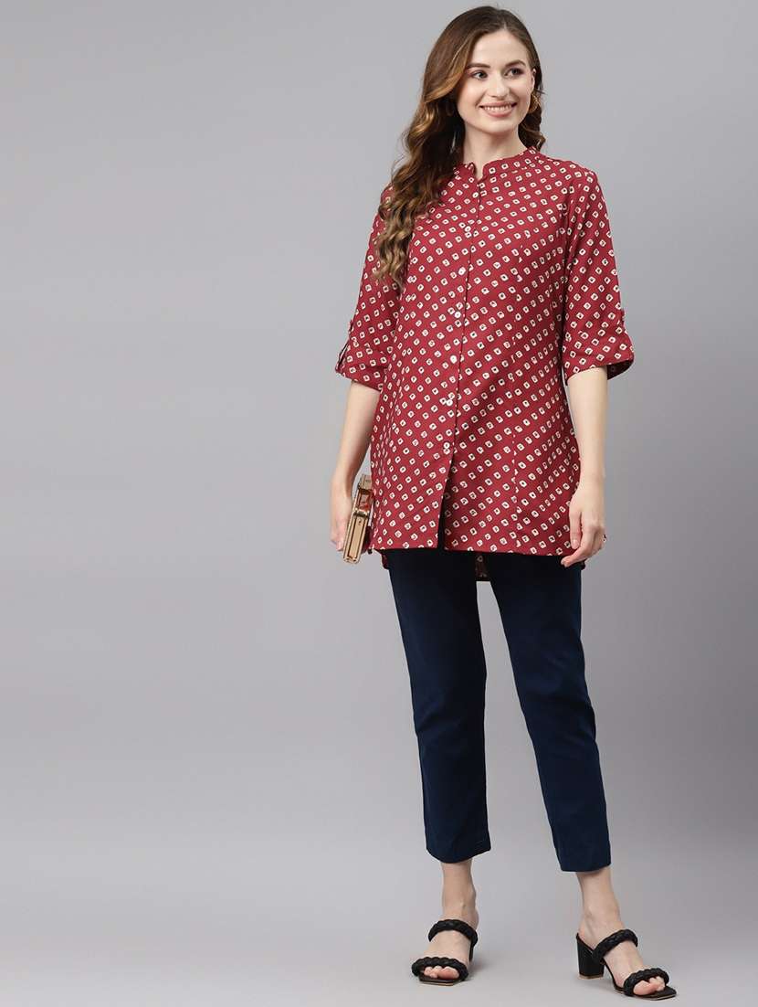 mandarin neck printed tunic  - 19154677 -  Standard Image - 3