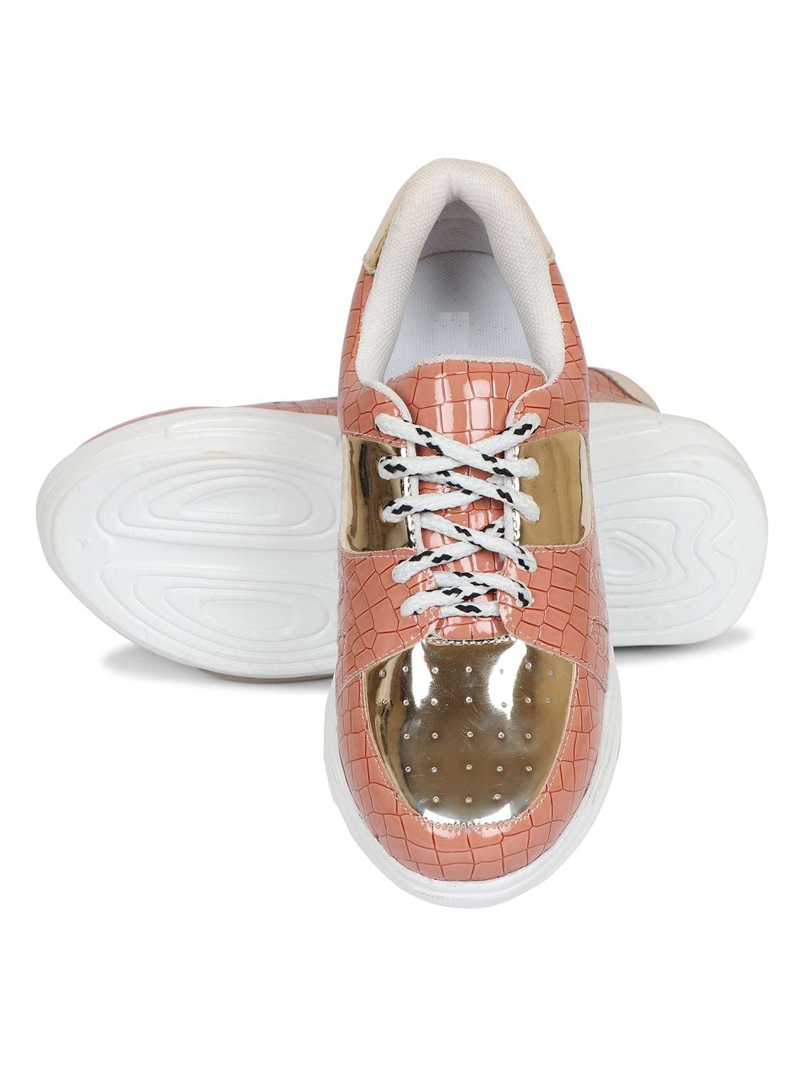 pink leatherette laceup sneakers - 19155445 -  Standard Image - 3