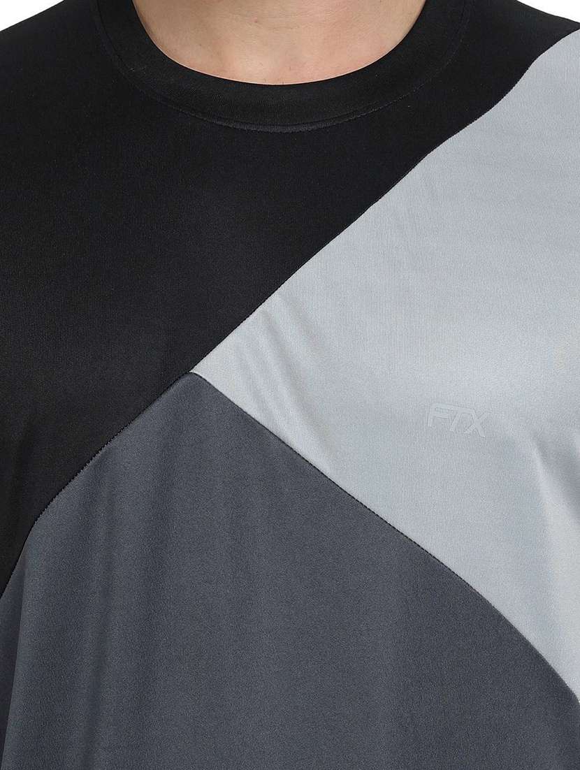 round neck color block t-shirt - 19155908 -  Standard Image - 3