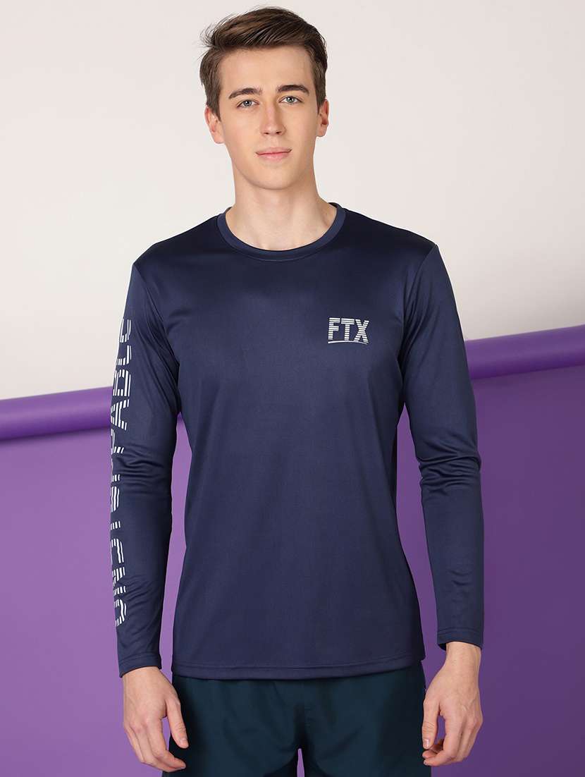 men round neck placement print t-shirt