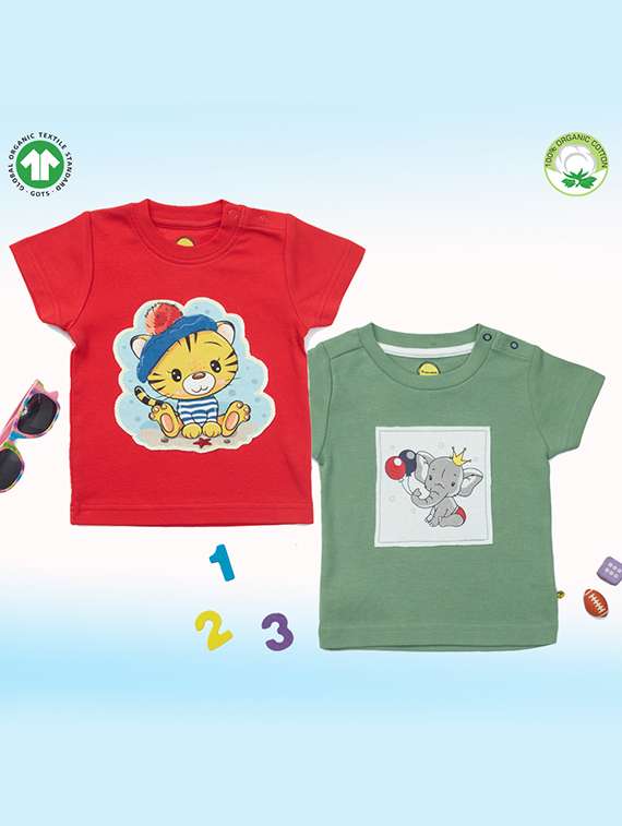 girls pack of 2 printed regular tee