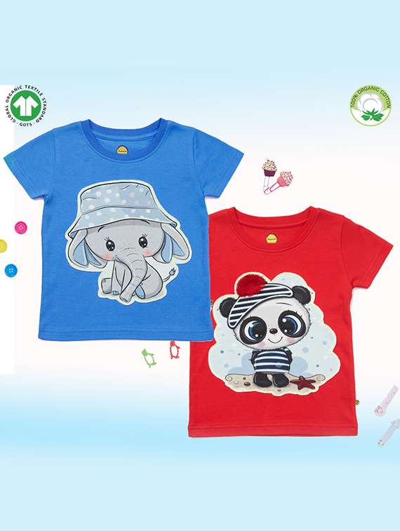 girls pack of 2 printed regular tee