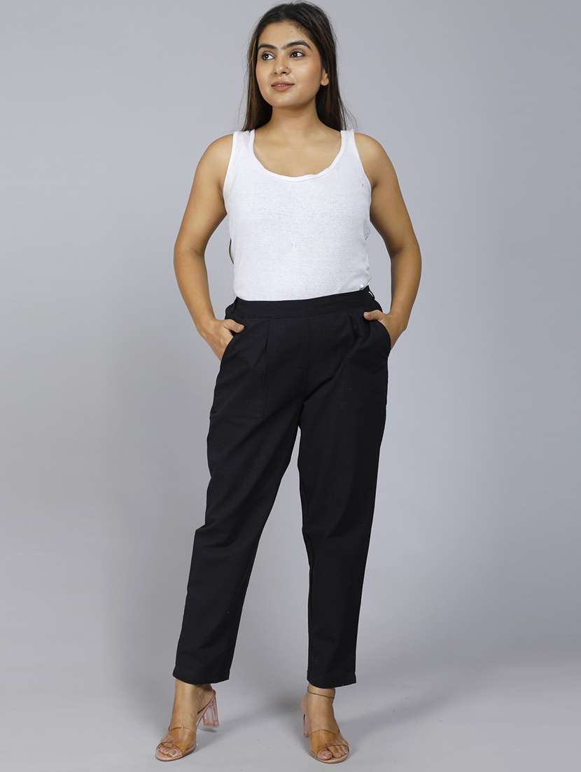 women solid mid rise cigarette pants  - 19158649 -  Standard Image - 3