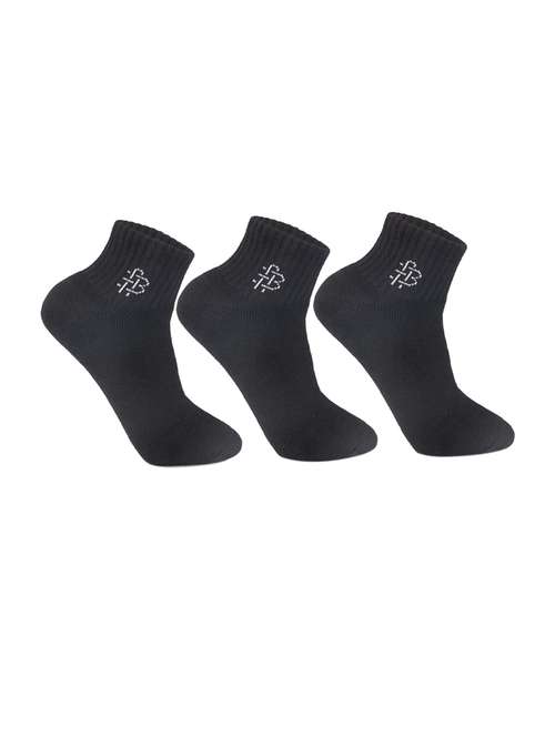 pack of 3 black solid regular socks