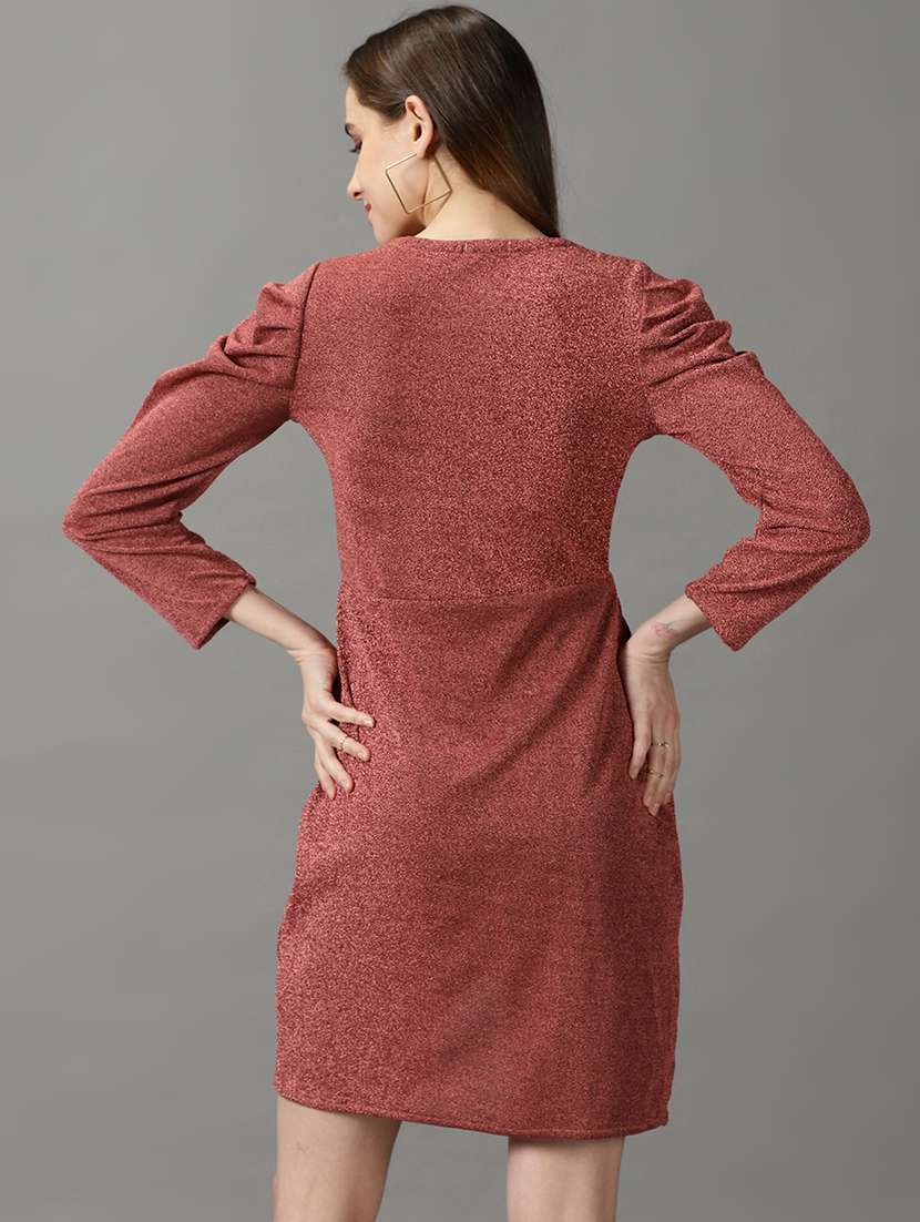 women's wrap self design dress - 19159717 -  Standard Image - 3