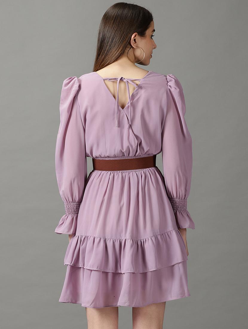 women's layered solid dress - 19159733 - Standard Image - 3
