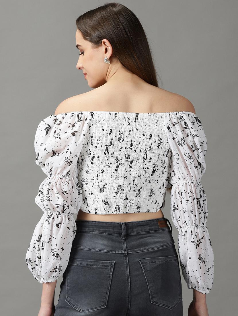 women's blouson off shoulder top - 19159847 - Standard Image - 3