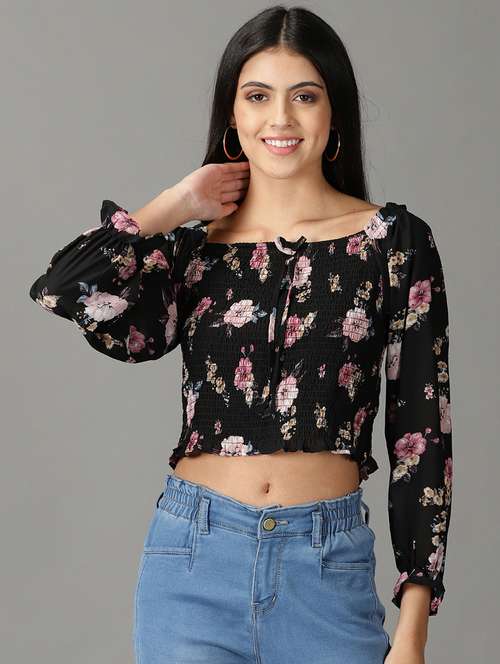 women's crop off shoulder top - 19159854 - Standard Image - 0