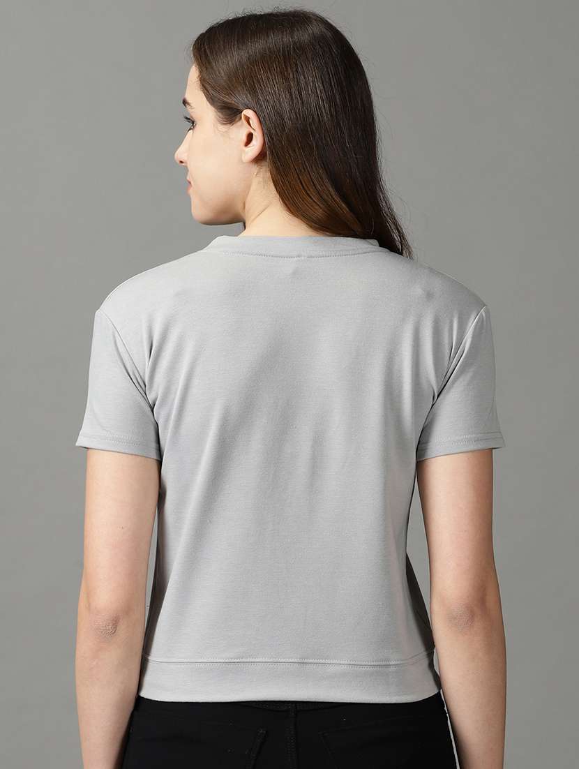 women's plain round neck t-shirt - 19159861 -  Standard Image - 3