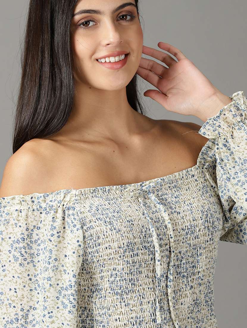 women white floral printed off shoulder top - 19159870 -  Standard Image - 5