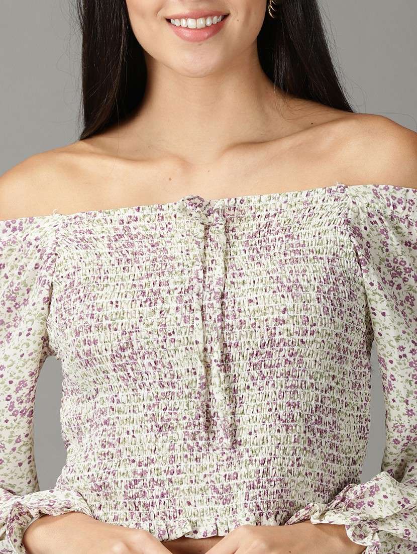 women's crop off shoulder top - 19159871 -  Standard Image - 5