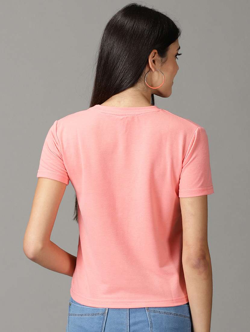 women's plain round neck t-shirt - 19159878 -  Standard Image - 3