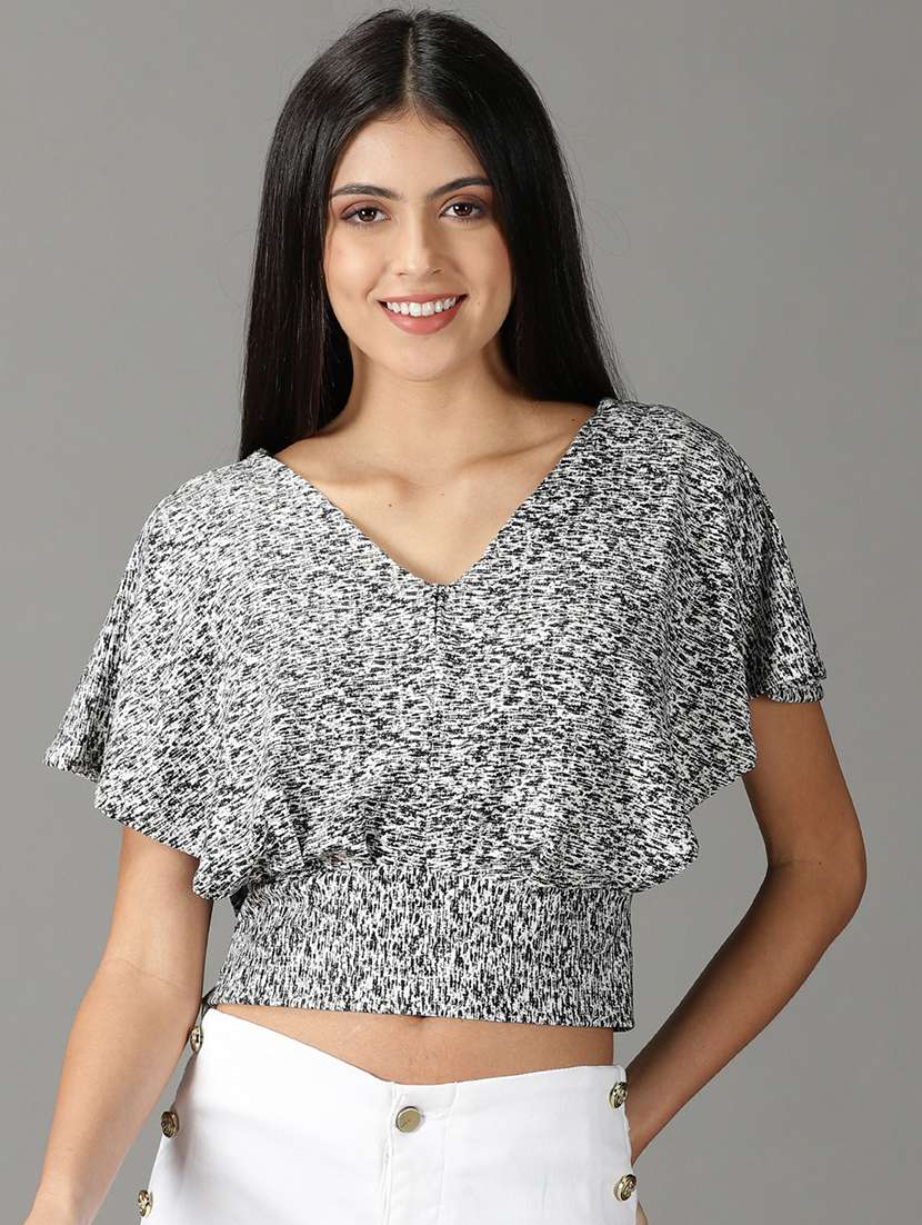 women's crop v neck top - 19159879 - Zoom Image - 0