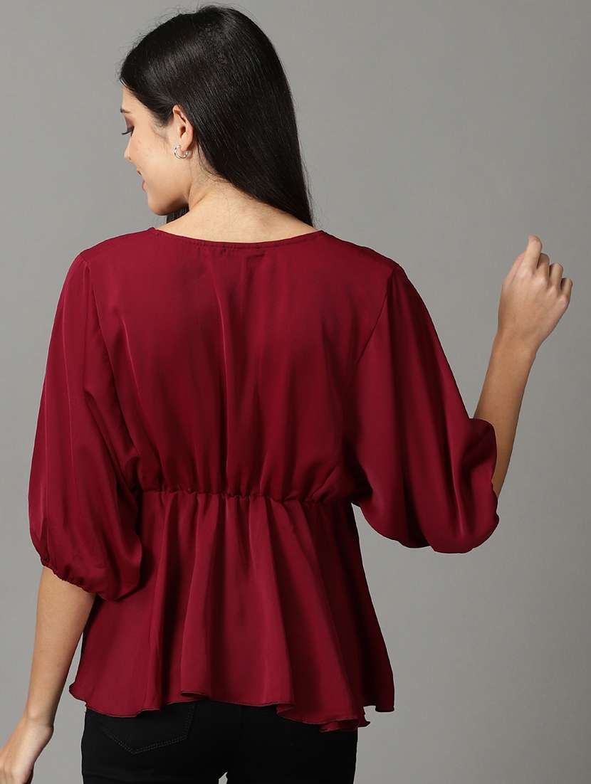 women's peplum v neck top - 19159883 -  Standard Image - 3