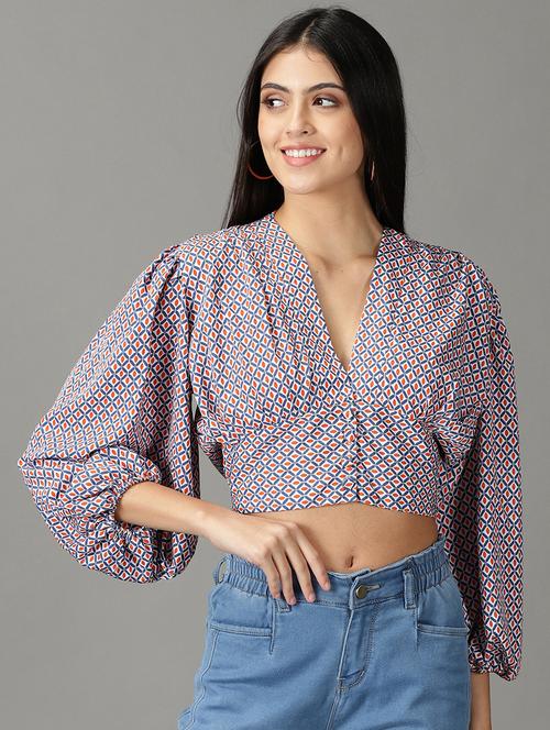 blue printed regular top - 19159887 -  Standard Image - 0