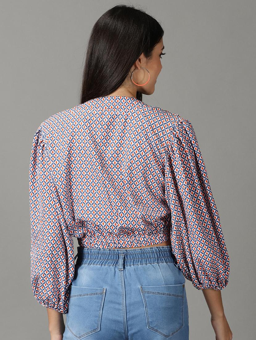 blue printed regular top - 19159887 - Standard Image - 3